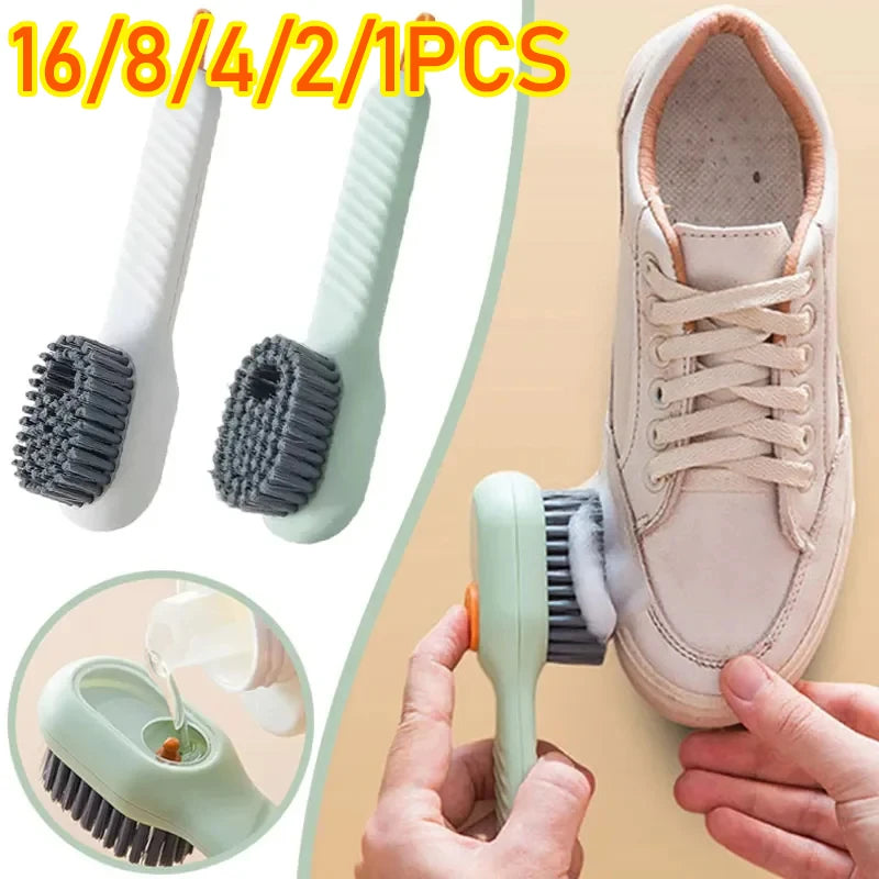 16-1PCS Multifunction Cleaning Shoe Brush Soft Automatic Liquid Shoe Brush Long Handle Clothes Soap Brush With Hook Clean Tool Zpaxo