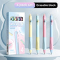 ▶4Pcs/Box 0.5mm Cartoon Cute Erasable Gel Pen Creative Aesthetic Thermal Eraser Pen Black Blue Ink School Supplies Stationery Zpaxo D Black Ink