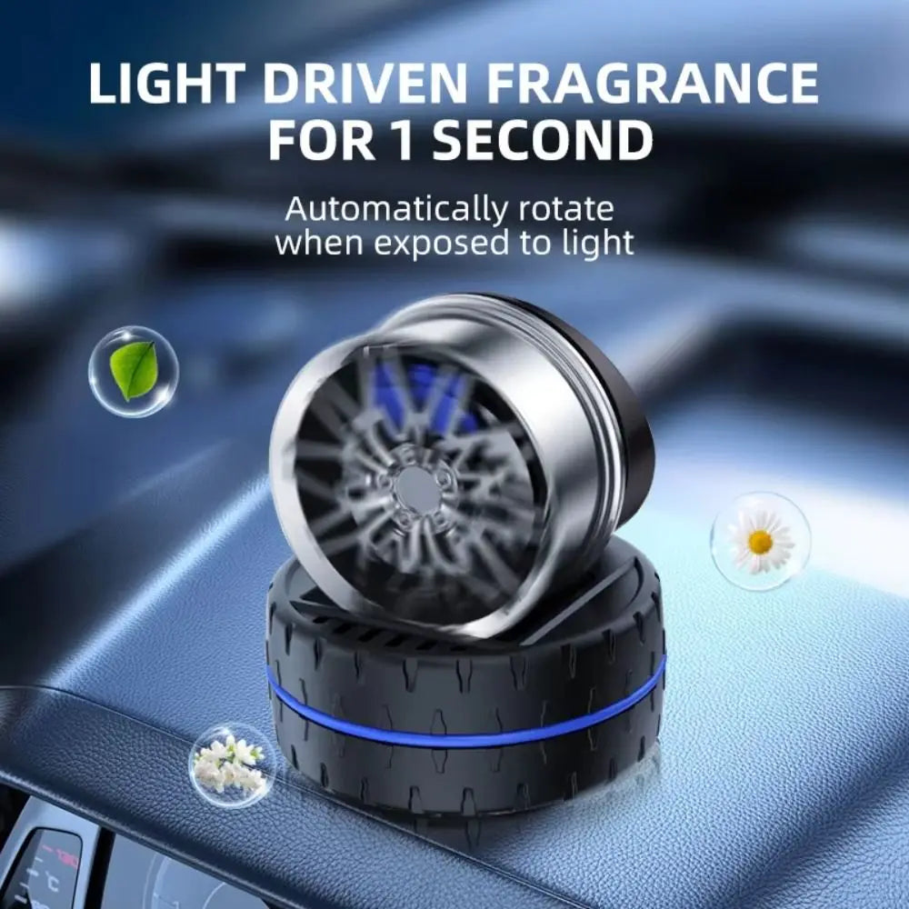 Wheel Hub Design Solar Car Air Freshener Shape Powered Rotating Zpaxo