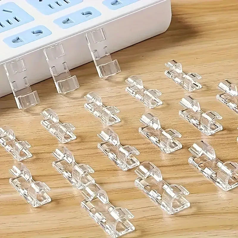 Clear Plastic Cable Clips - Transparent Wire Organizers for Wall & Desk Cable Management, Adhesive Cord Holders Zpaxo