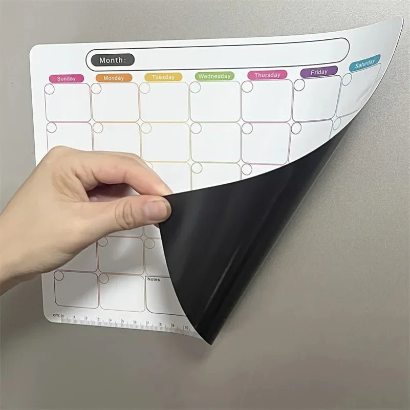 Magnetic Fridge Organizer Set - Reusable Monthly/Weekly Planner Sticker + Memo Board, Calendar & Note Kit for Home Office Zpaxo