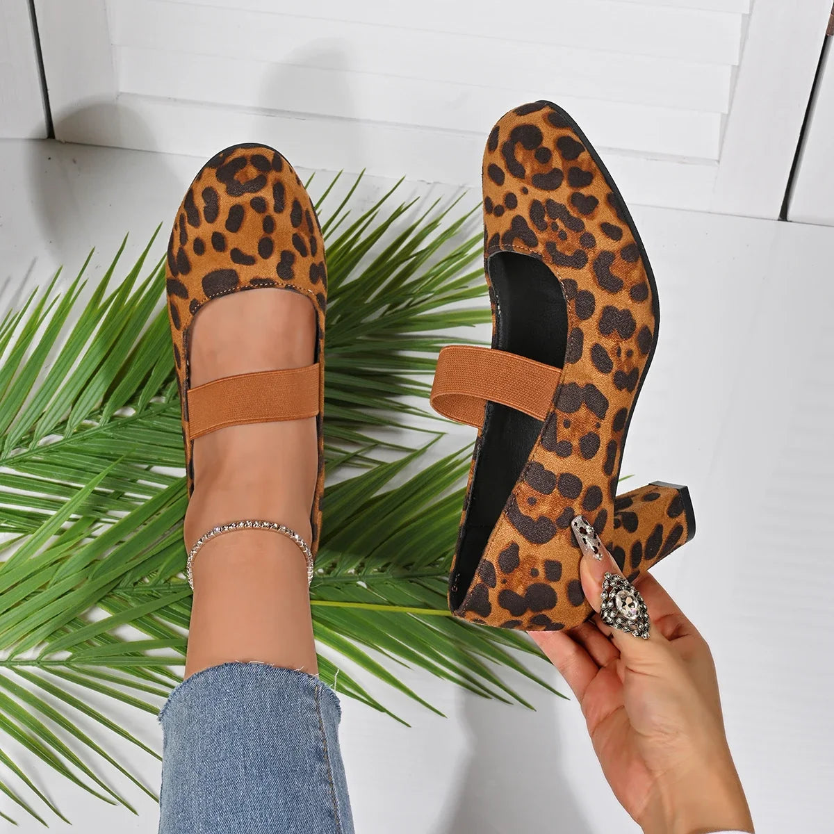 Women Heel Pumps 2025 Shallow Chunky Heels Shoes Spring Elegant