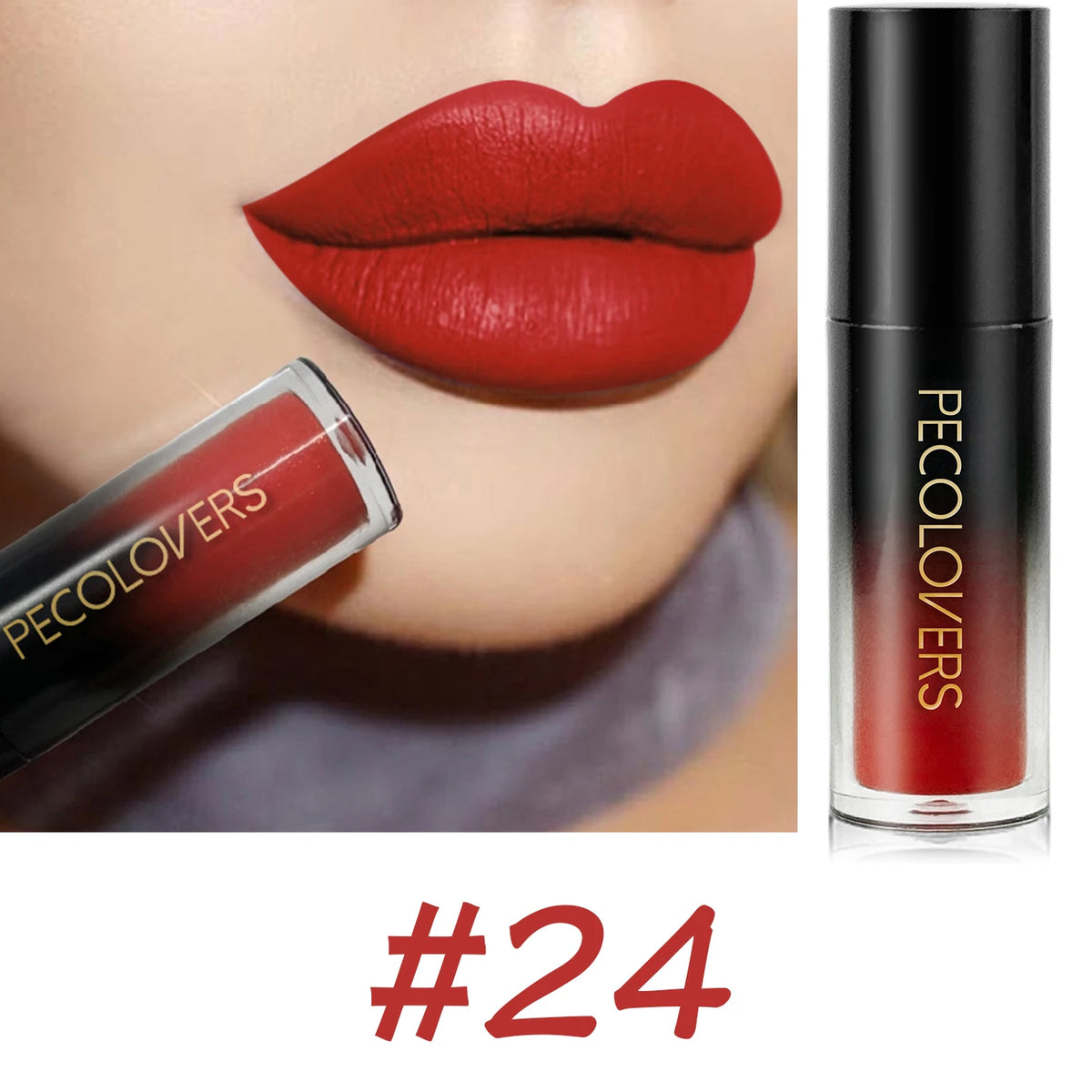 Velvet Matte Lipstick Sexy Red Lip Gloss Waterproof Long Lasting Easy Coloring Non-fading Non-stick Cup Liquid Lip Stick Zpaxo 24