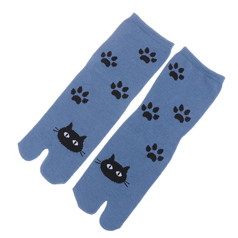 1Pair Japanese Two Finger Socks Unisex Clog Polyester Toe Separation Zpaxo one size