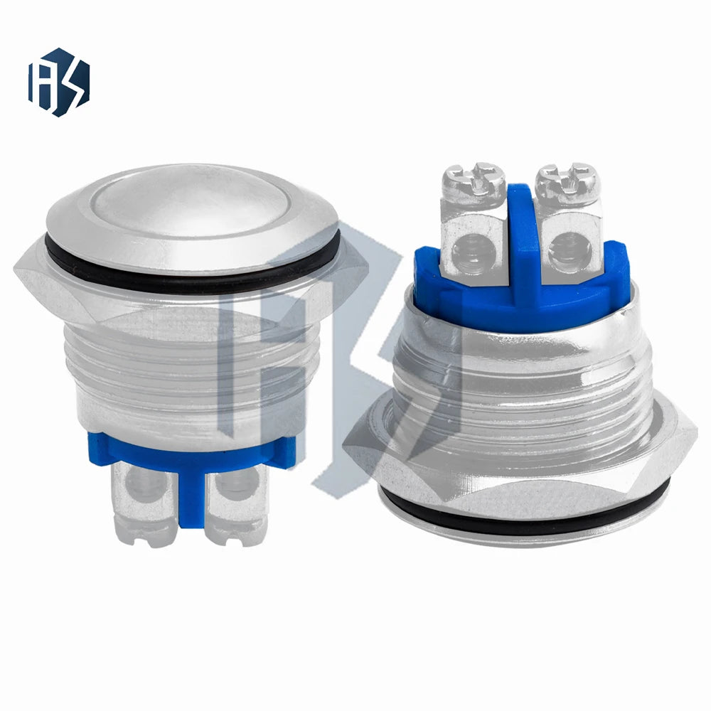 16mm metal push button waterproof nickel plated brass button switch press button reset 1NO high round momentary 16GT.F.L Zpaxo