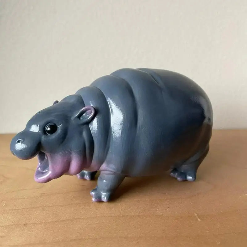 Cute Hippo Resin Figurines | Moo Deng Baby Hippopotamus Sculpture Desk Decoration | Portable Moo Deng Hippo Tabletop Statue Zpaxo