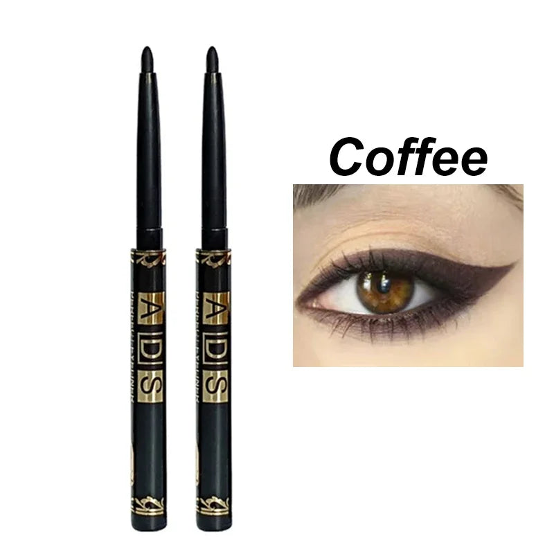 1 2 5 Waterproof Sweat-proof Black Eyeliner Pencil Eye Liner Gel Pen Zpaxo Coffee-2pcs