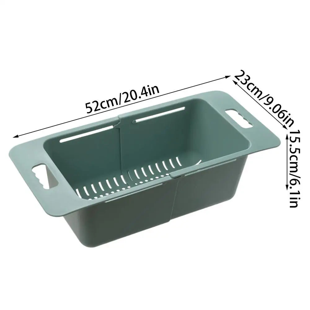 Over Sink Retractable Colander Strainer Basket Wash Vegetables Fruits