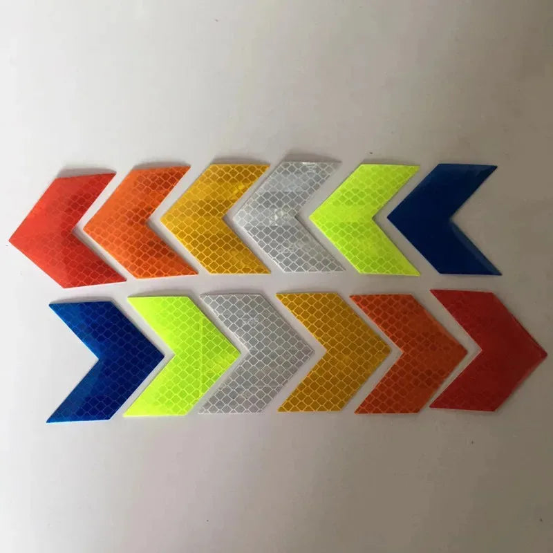 10-Pack Reflective Arrow Safety Stickers – Car, Bike & Moto