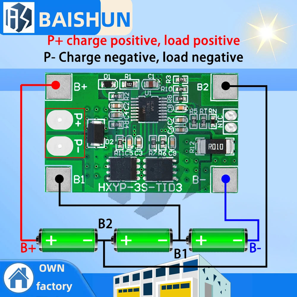 3S 12 6V Li-ion BMS Protection Board 10A Triple Overcharge Zpaxo