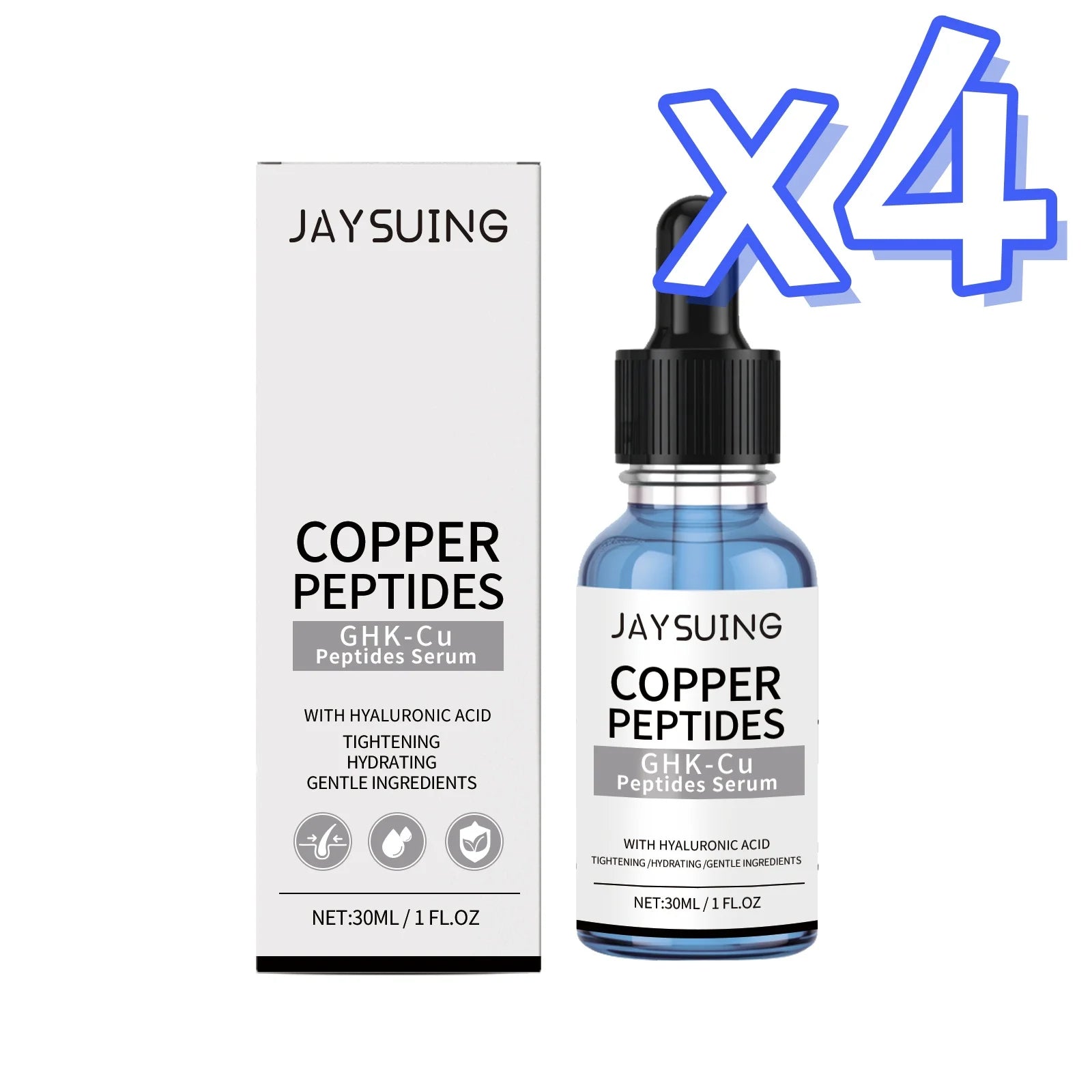 Copper Peptide & Hyaluronic Acid Face Serum – Anti-Aging Face Serum Zpaxo 30ml Boxed x 4