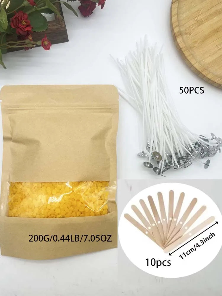 Beeswax Candle Making Kit – 200g Wax, Wicks & Holders Candle Making Kit Zpaxo SET 2