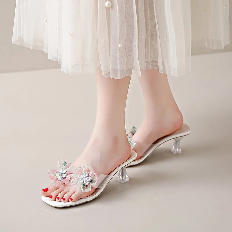 2026 Summer Women's Fashion Rhinestone Flower Embellishment Sandals Zpaxo