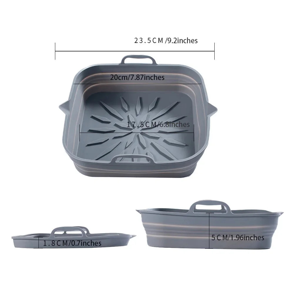 Silicone Air Fryers Liner Oven Baking Tray Square Oven Baking Tray Basket Reusable Liner Pizza Basket Mat Insert Dish Pan Zpaxo