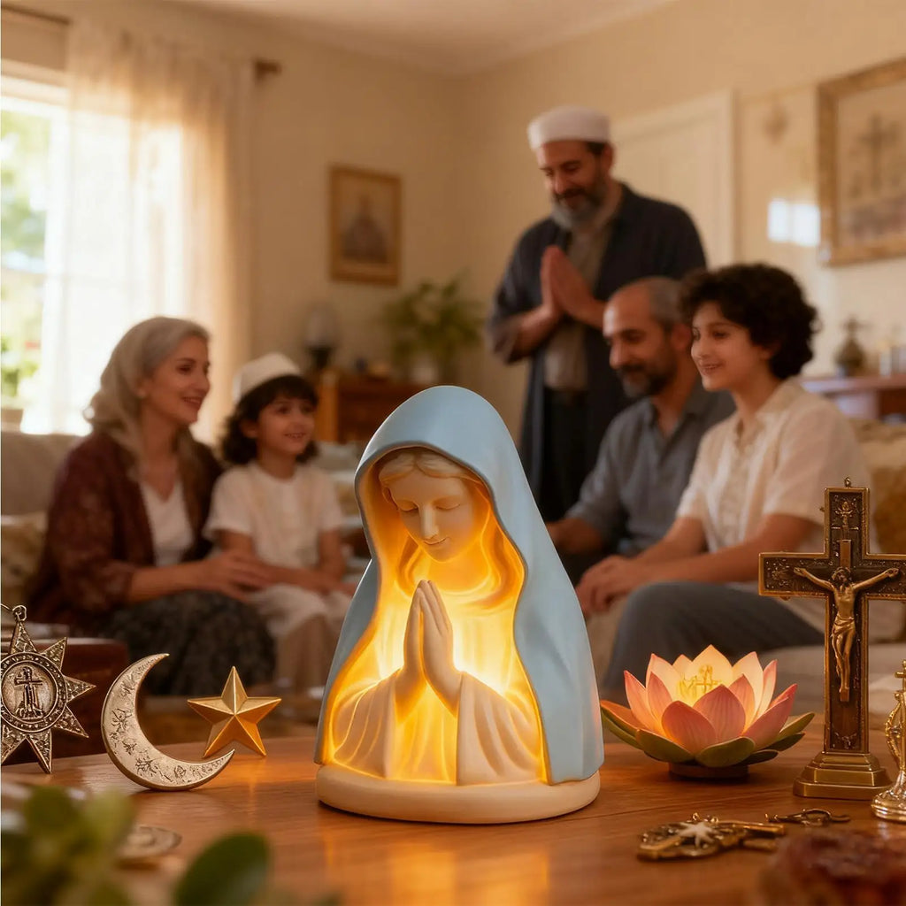 Blessed Mother Mary Night Light Plug Warm White LED Religious Decor