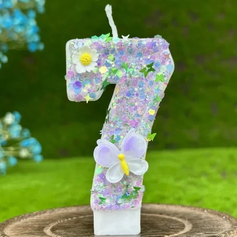 DIY 0-9 Butterfly Flower Number Birthday Candles | Cake Decor Birthday Cake Candles Zpaxo 7