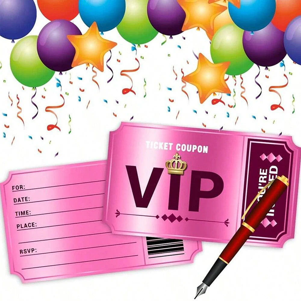 2/12/24Pcs Party Invitations Cards With Envelopes Theme Party Birthday Celebration Movie VIP Party Invitations Zpaxo