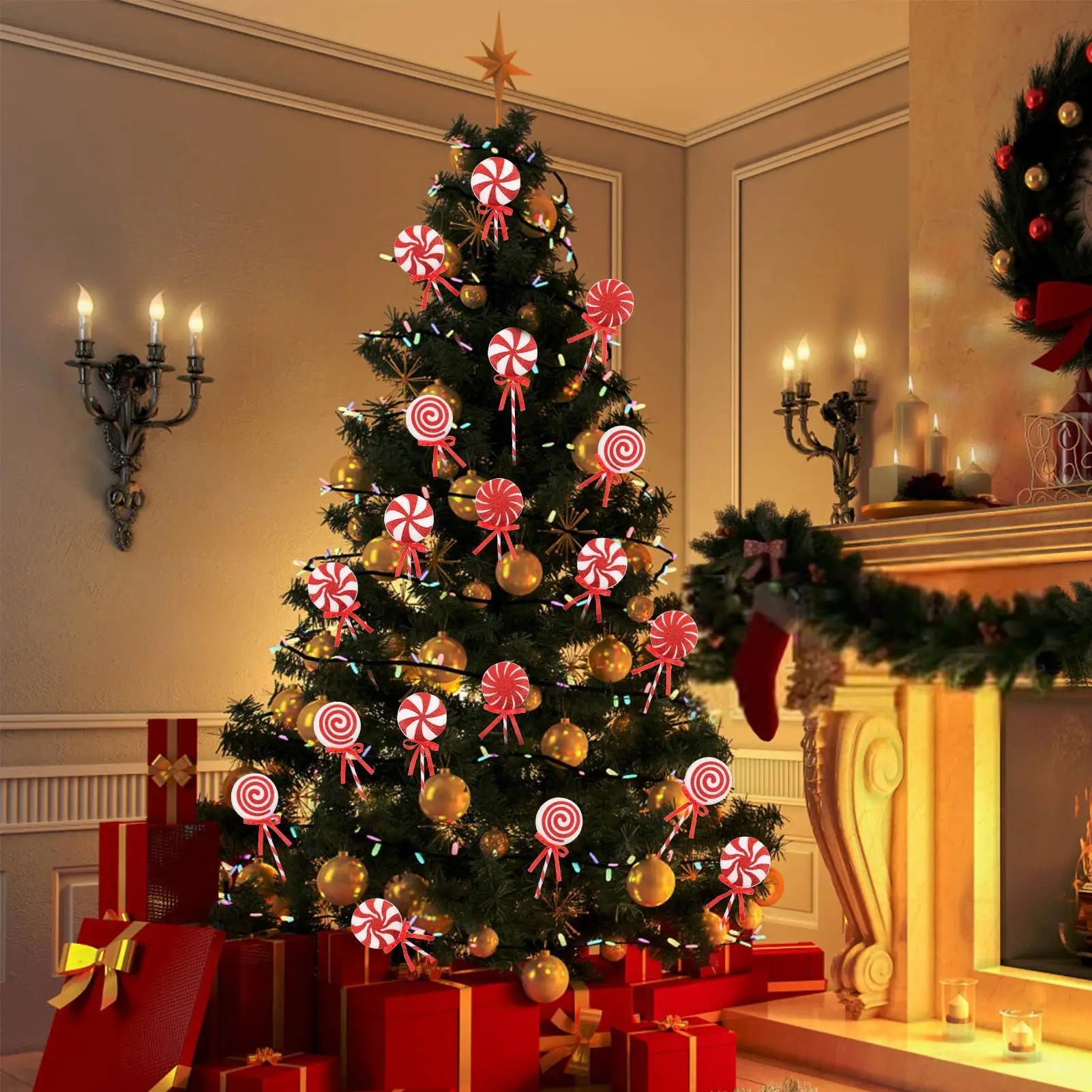 Christmas Tree Lollipop Decorations Red White Foam Candy Canes Xmas