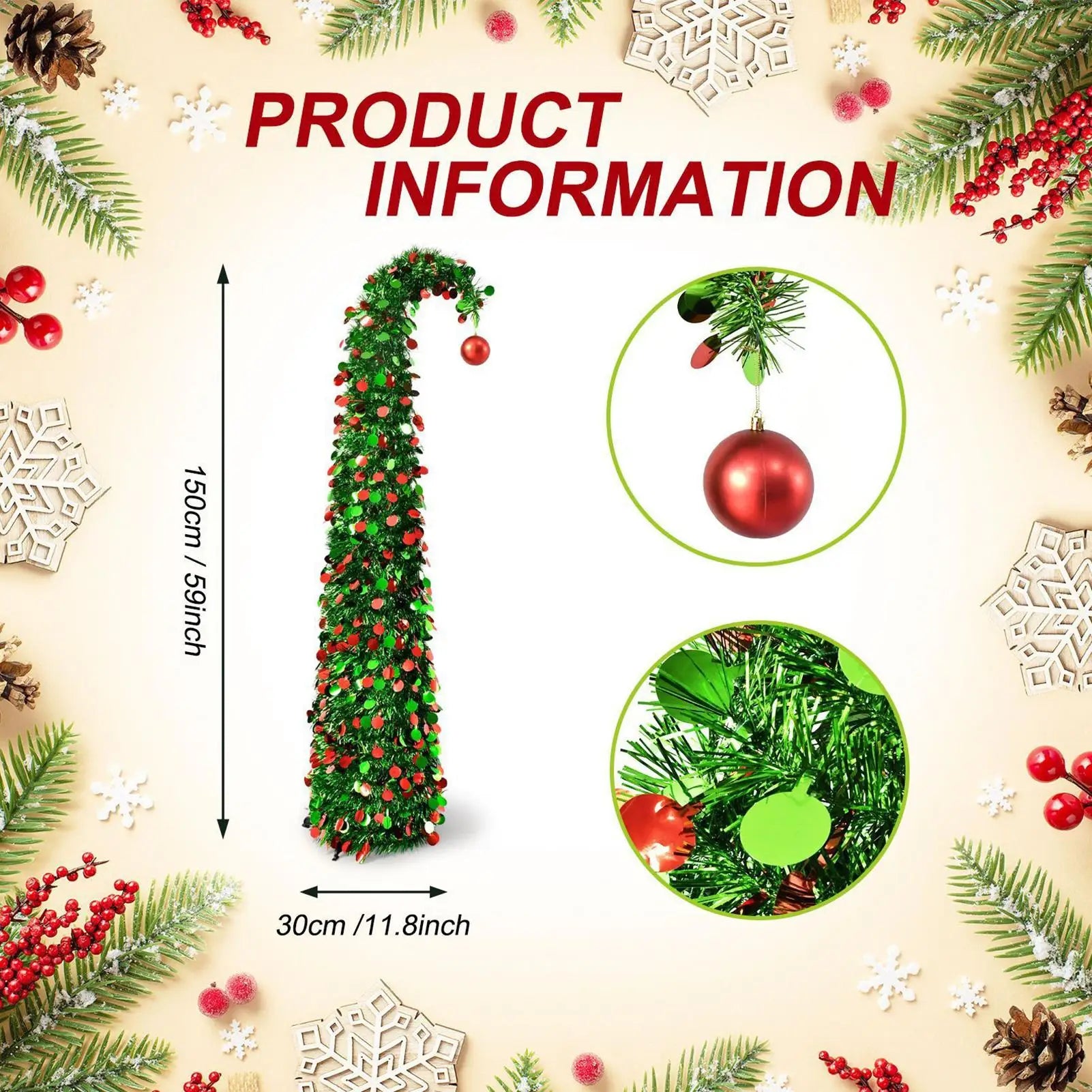 Artificial Christmas Tree Retractable 4 9 Ft Home Decor Spiral