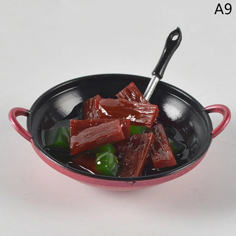 ▶1PCS Dollhouse Mini Metal Cooking Pot with Food Simulation Kitchen Utensils Model Doll House Decoration Miniature DIY Accessori Zpaxo A9