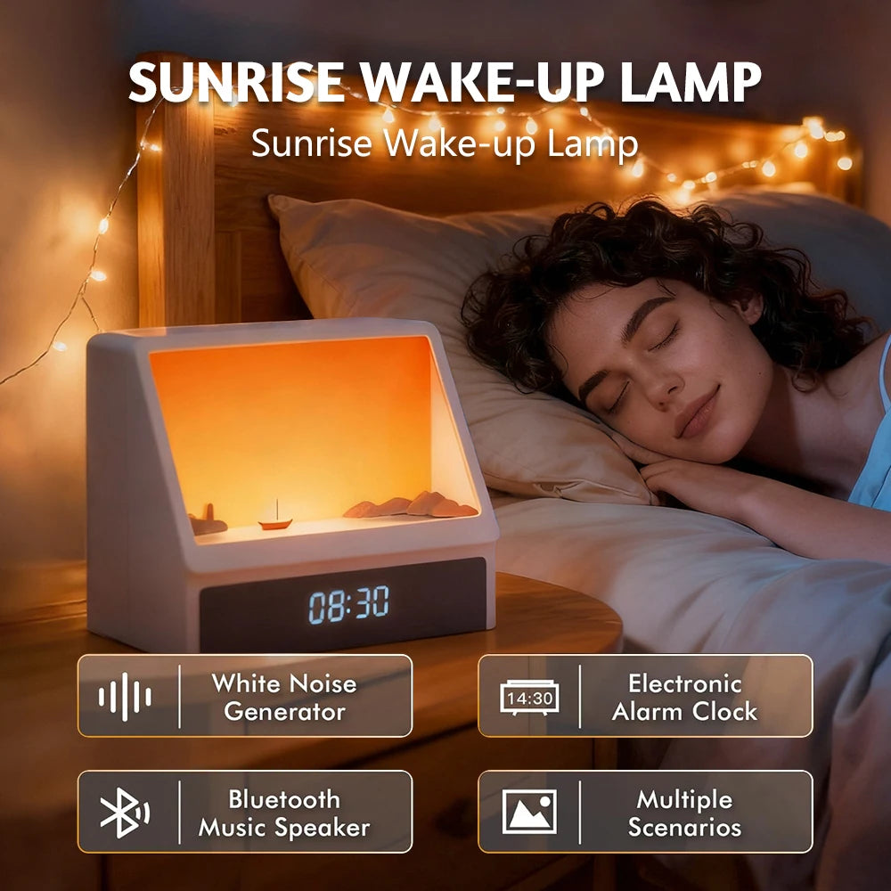 Sunrise Alarm Clock Table Decoration Light With White Noise Dimmable Wake-Up Light With Snooze Function For Bedroom Decor Zpaxo