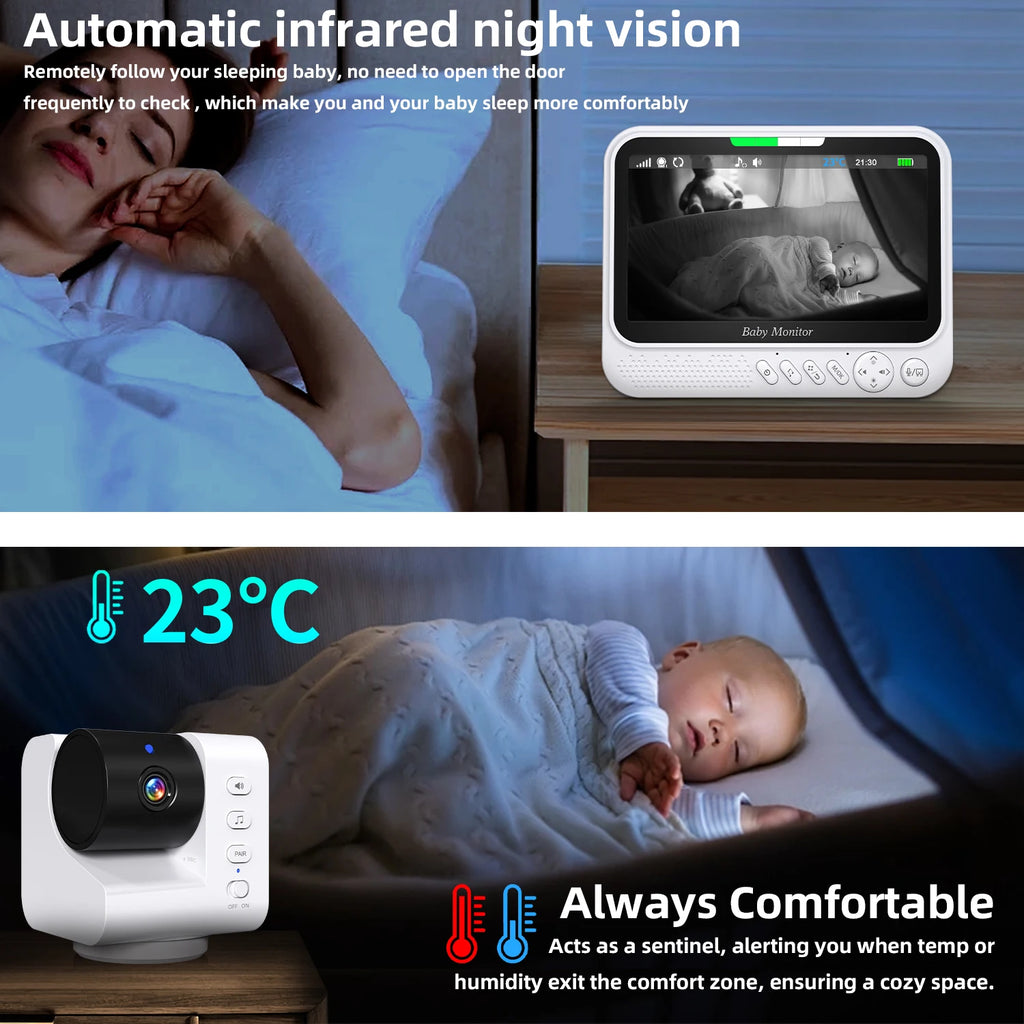 New 7 Inch Video Baby Monitor Security Protection IR Night Vision Pan Tilt Zoom Video Surveillance Temperature Sensor Lullaby Zpaxo