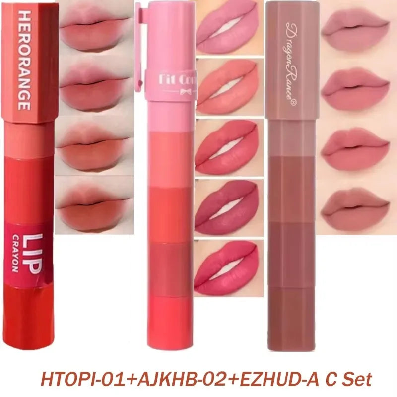 1 Matte Velvet Lipstick Crayon Combo Pink Red Lip Tint Sexy Zpaxo 3Pcs Set C