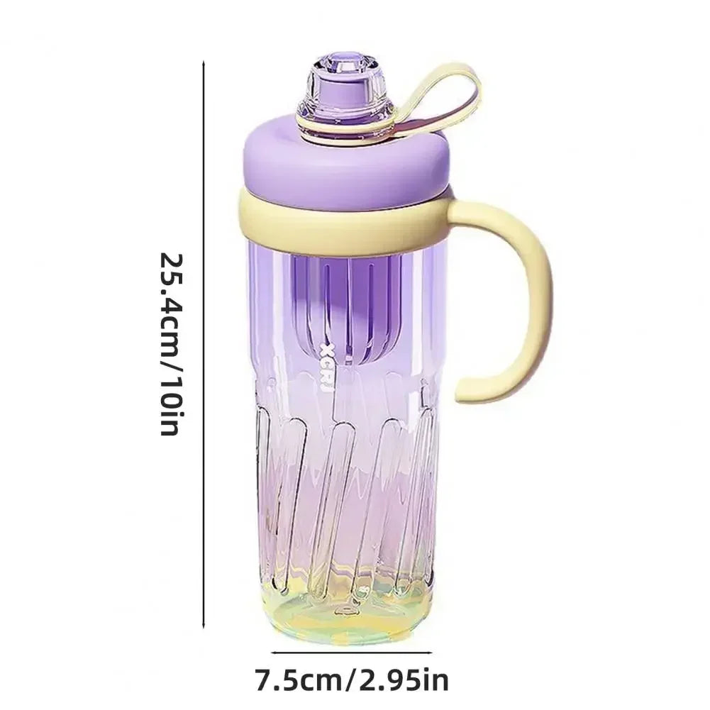 Summer Plastic Cup Large Capacity Plastic Straw Drink Coffee Cup Gradient Color Bottle with Time Marker Fitness Water Cups Hot Zpaxo