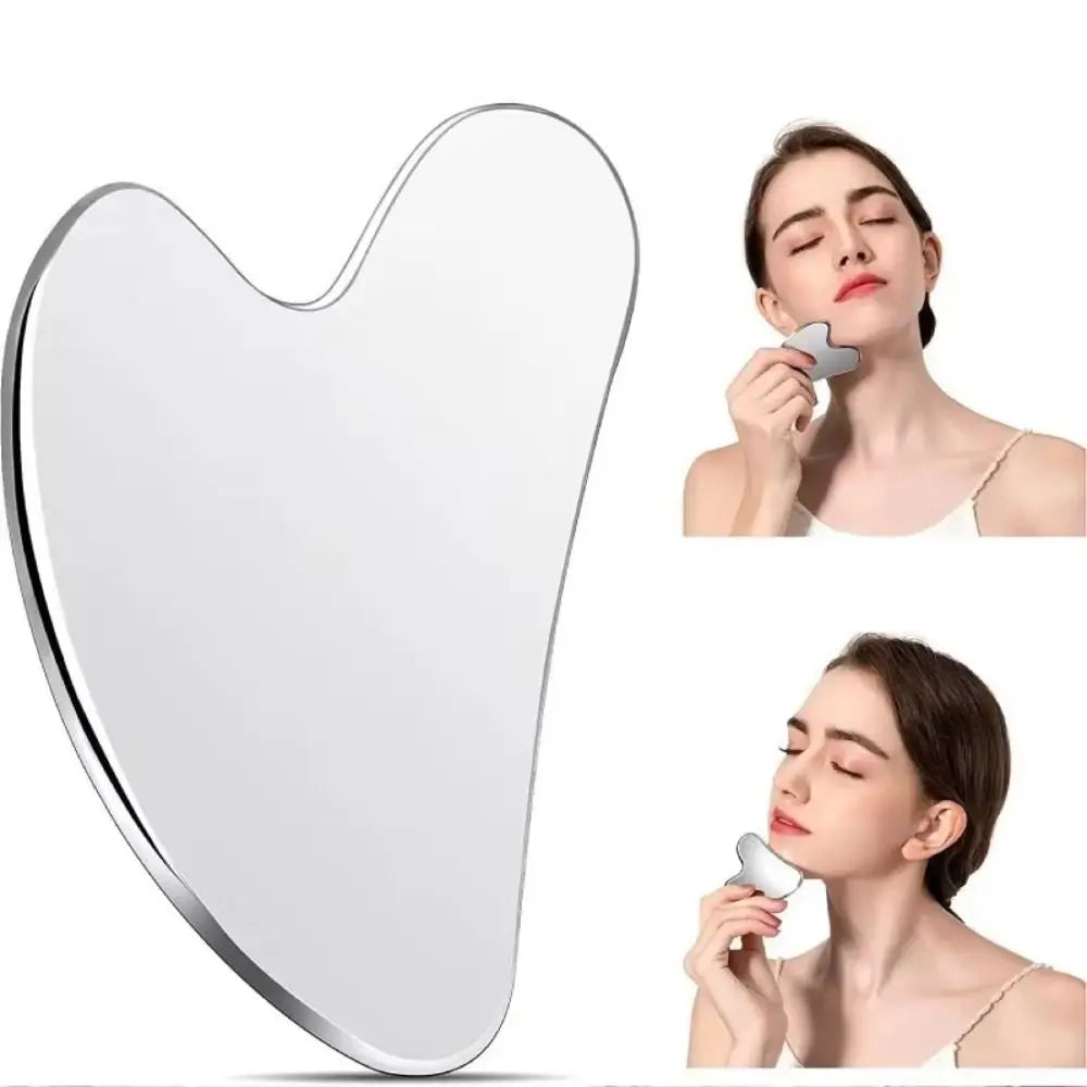 Stainless Steel Gua Sha Scraper Heart Shape Universal Face Massager Zpaxo