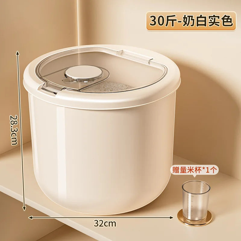 Premium Kitchen Grain Storage Bin Insect-proof Seal Perfect Rice Zpaxo ivory-15kg