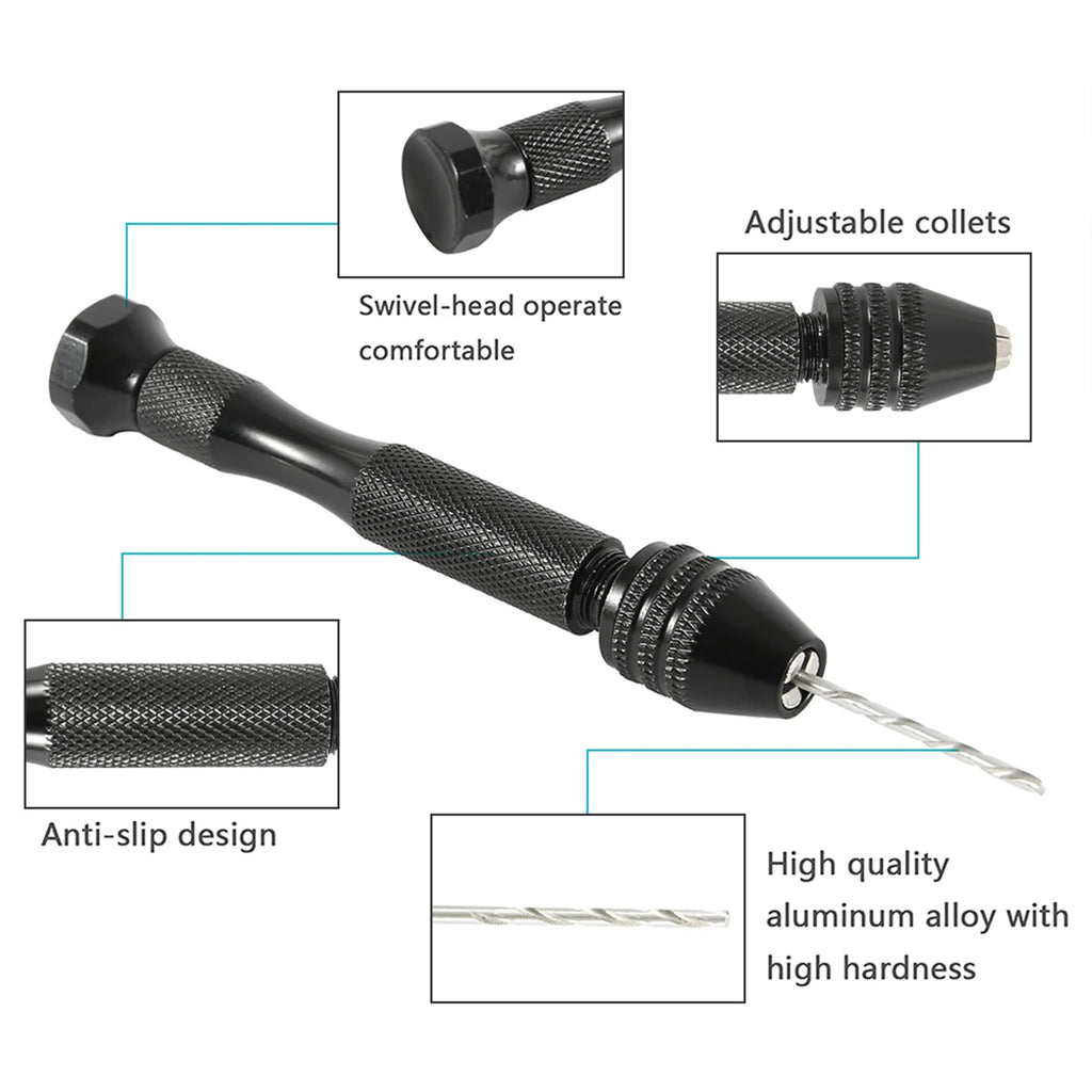 49PCS/Set Precision Pin Vise Drill 0.2-3.0 mm Twist Hand Drill Bits Set for DIY Drilling Tool Twist Drill Drill Hobby Engrave Zpaxo