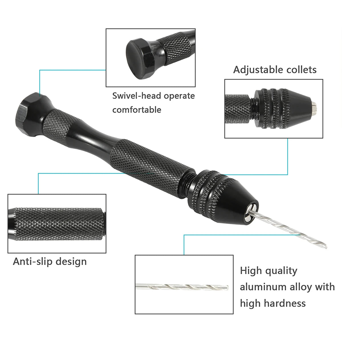 49PCS/Set Precision Pin Vise Drill 0.2-3.0 mm Twist Hand Drill Bits Set for DIY Drilling Tool Twist Drill Drill Hobby Engrave Zpaxo