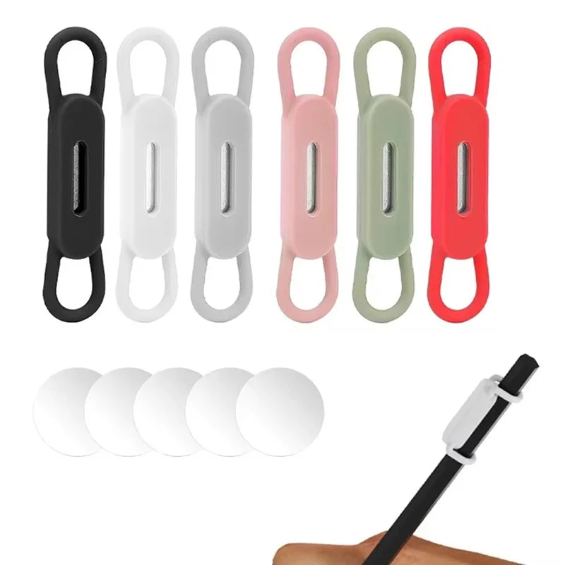 6pcs Magnetic Pencil Holder Tablet Touch Pen Clips Multifunction Silicone Adjustable Pen Stand For Office Organizer Accessories Zpaxo