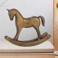 Wooden Rocking Horse Statue – Decorative Figurine for Home & Office Decorative Figurine Zpaxo Bronze