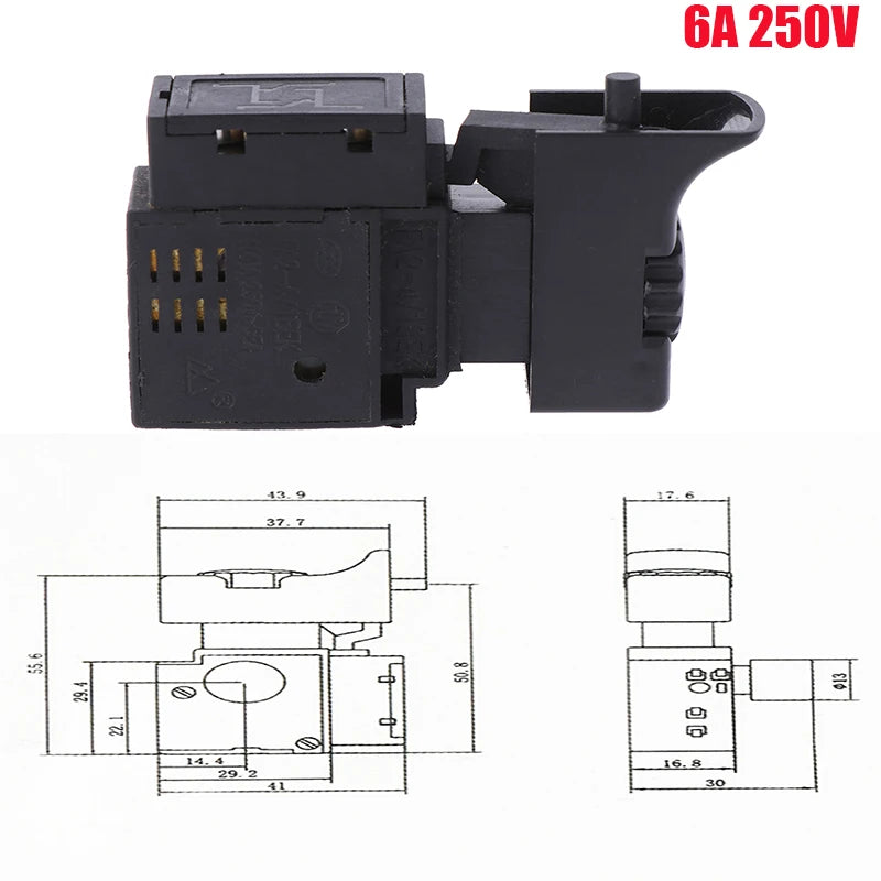 FA2-6/1BEK Trigger Button Switch Power Tool 6A 250V 5E4 Controlling Electric Drill Gadgets Hardware Lock On Zpaxo
