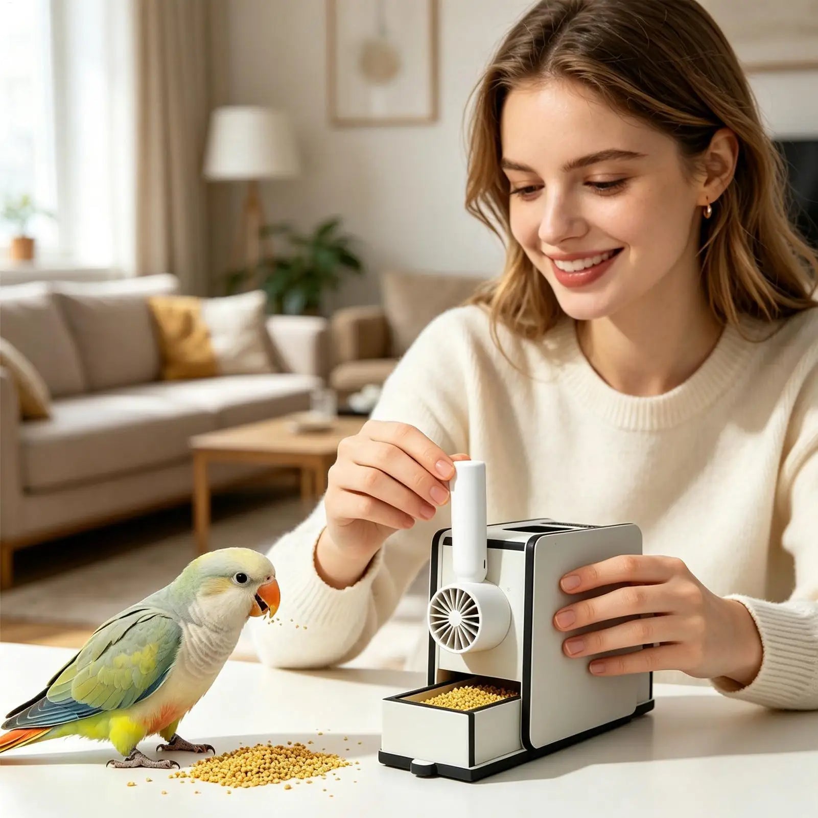 Wooden Bird Food Cleaning Blower Portable Handheld Fan Feed Shelling