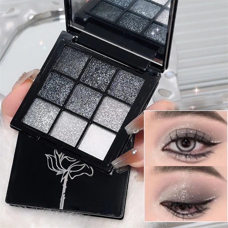 Dark Rose Eyeshadow Palette Black Eye Makeup Palette Long Lasting Glitter Eye Shadows Korean Party Cosmetics Make Up Palette Zpaxo