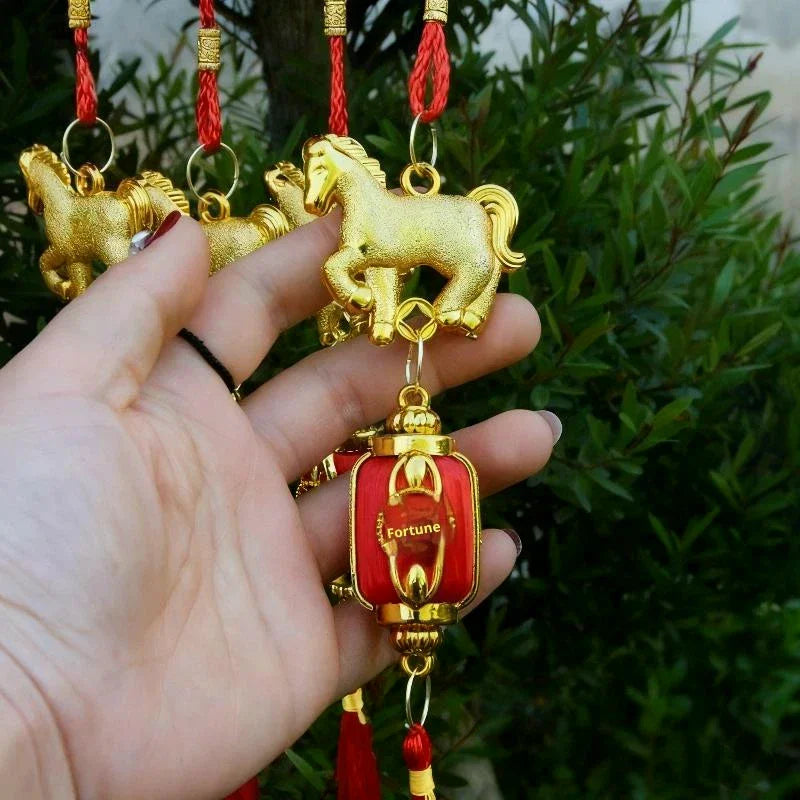 6Pcs Chinese New Year Lantern Pendant Lucky Decoration 2026 Year Of The Horse Wall Hanging Car Ornament Housewarming Gifts Zpaxo