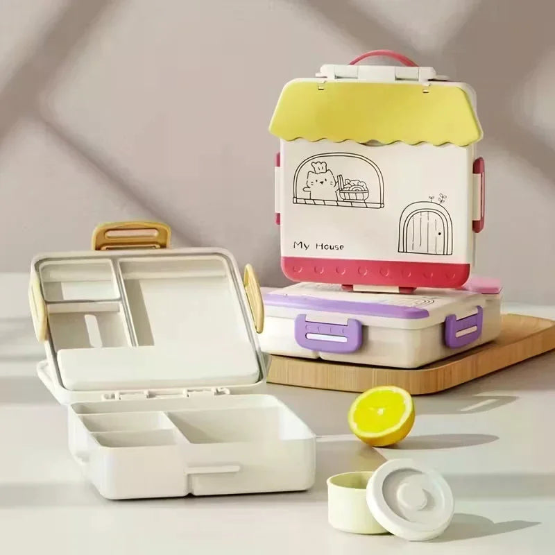 Adult Lunchbox With 4 Compartments - Microwave Safe, Leak-proof, Includes Cutlery (spoon, Fork), Portable Cutlery Zpaxo
