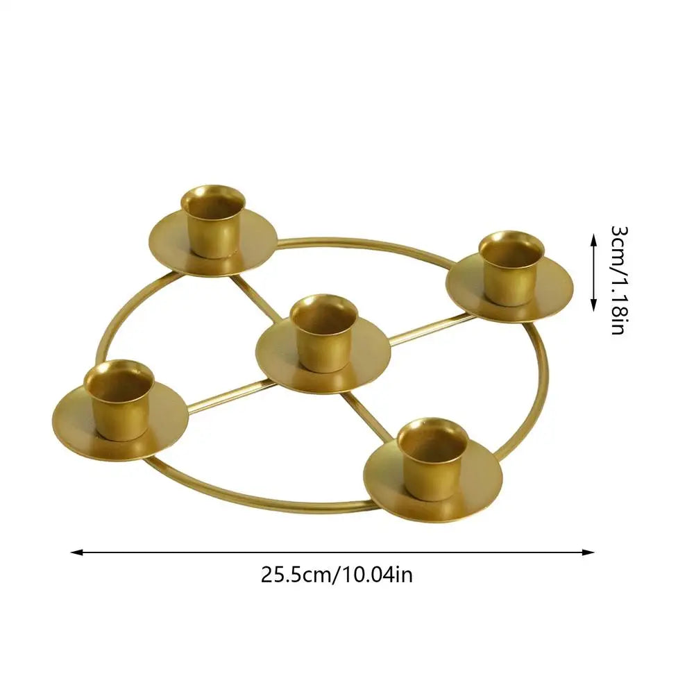 Gold Candle Holders Metal Round Display Stand Advent Wreath Stick Zpaxo C CN