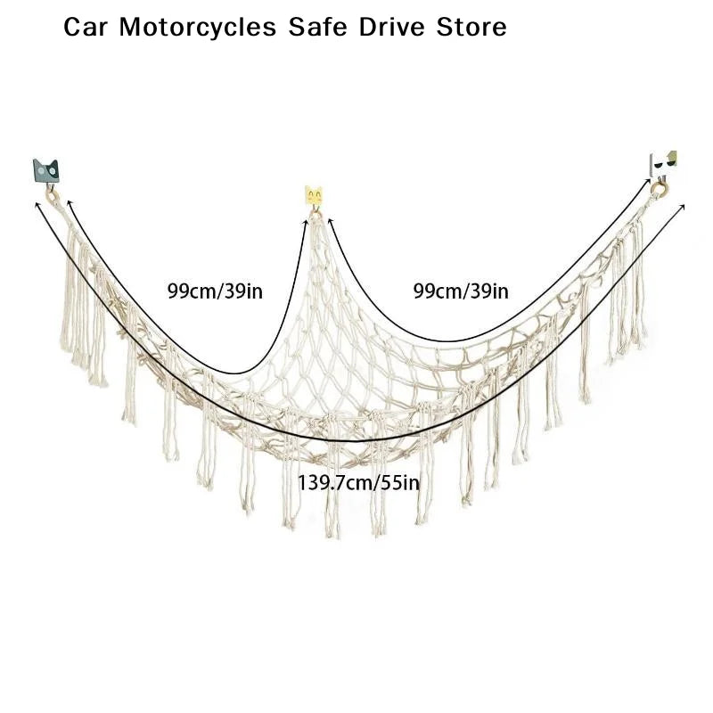 MBoho Toy Hammocks Wall Corner Hanging Storage Net Woven Tassel