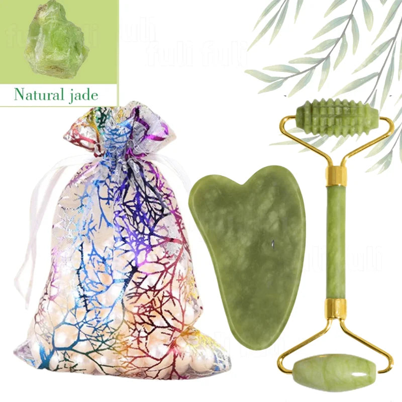 Natural Rose Jade Gua Sha Gouache Scraper Massager Face Body Facial Zpaxo green-2