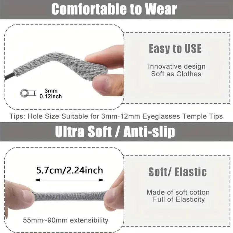 Upgraded Soft Glasses Ear Pads&non-slip Knitted Clips Comfortable