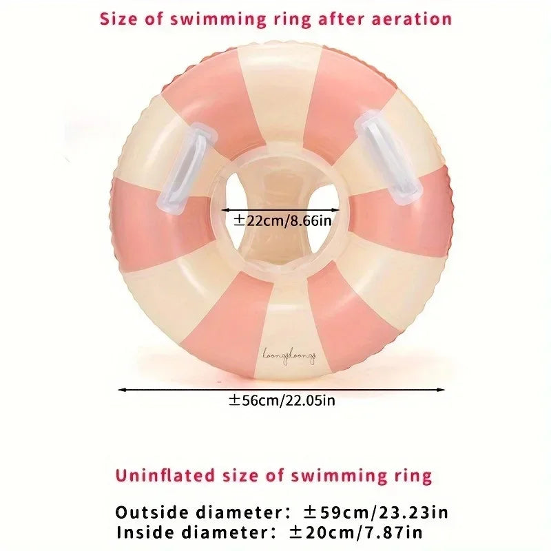 Durable Thick PVC Youngsters' Vintage Striped Swimming Ring Handles