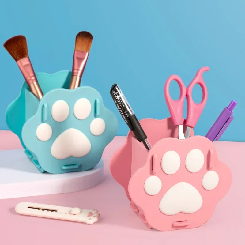 Cute Cartoon Cat Claw Pen Holder Student Desktop Storage Box