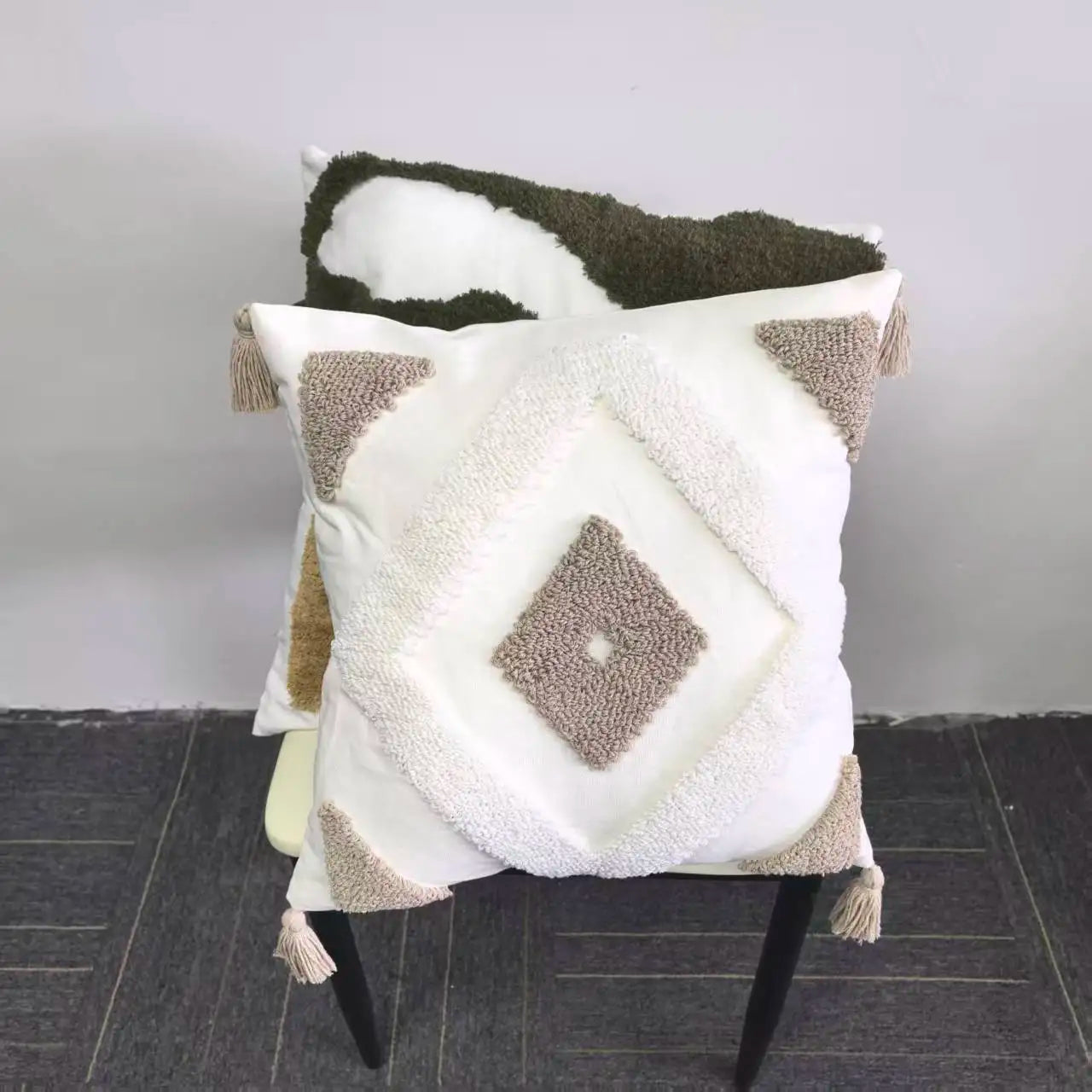 Canvas Tufting Pillow Cover Sofa Decoration Xmas Home Chair Cushion Zpaxo