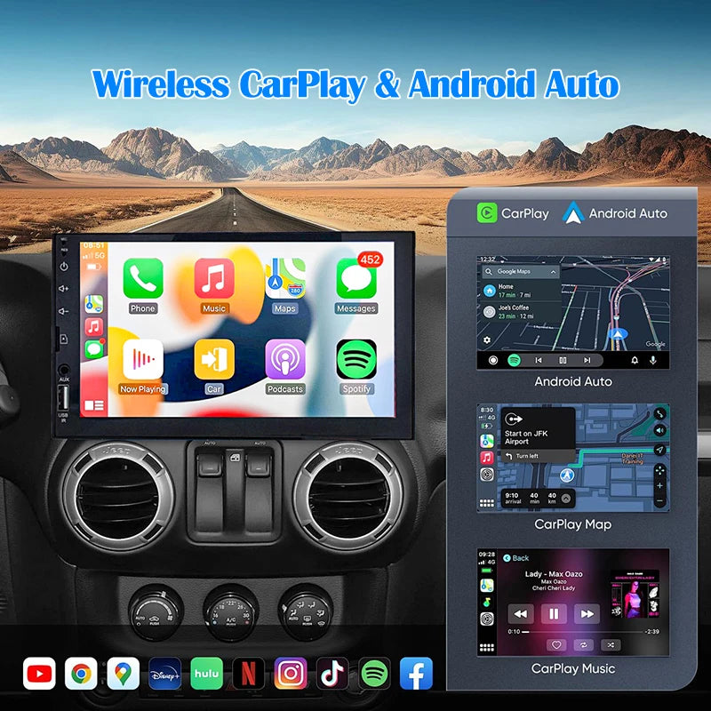 Car Multimedia Player HD Touch Screen Supports Carplay Android Auto Zpaxo