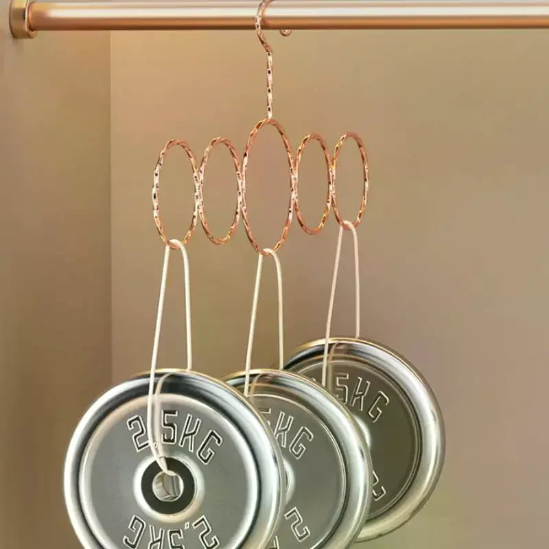 High Manganese Steel Scarf Hanger 5 Loop Over Rod Tie Belt Organizer Closet Storage Solution Snag-Free Accessory Holder Zpaxo