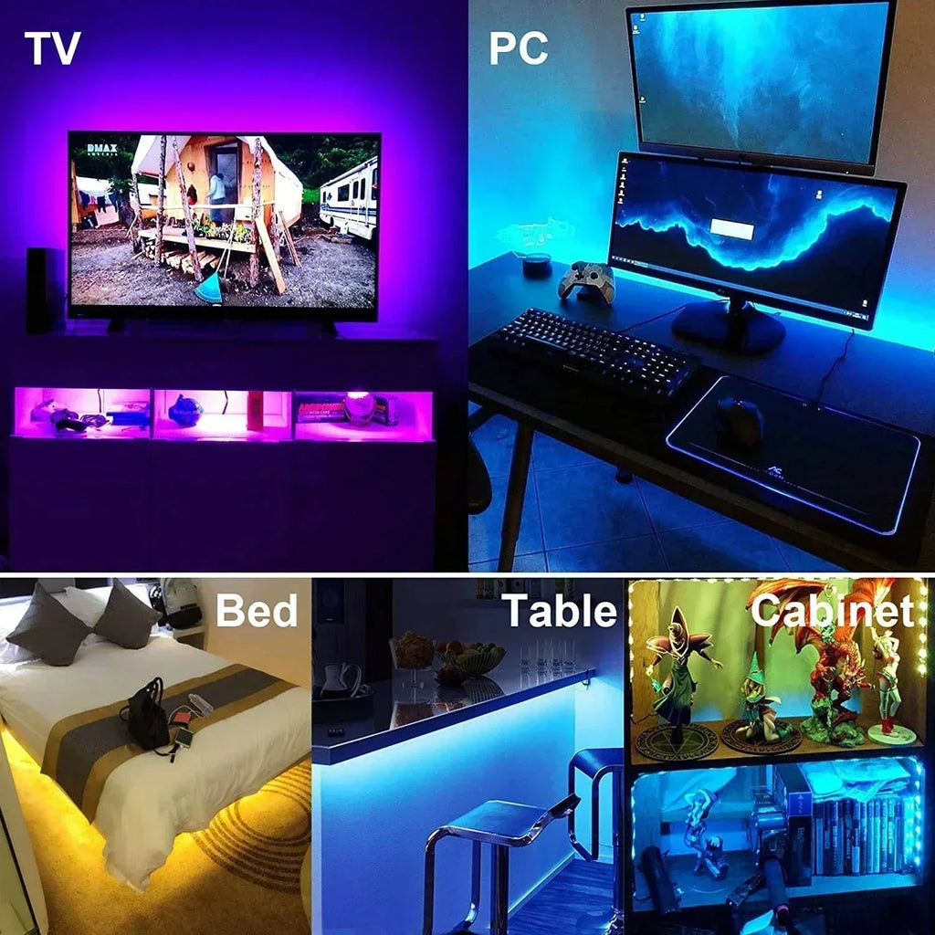 RGB Led Strip Lights USB 5V Music Sync 5050 Lexible Lamp Tape TV