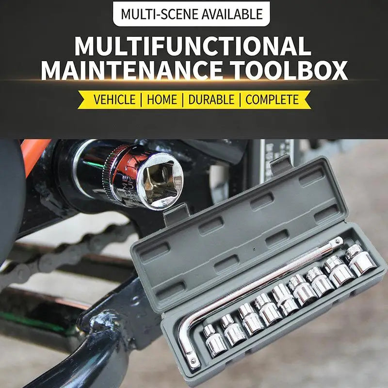 10-Piece Metric Socket Wrench Set – Bike, Motorcycle & Car